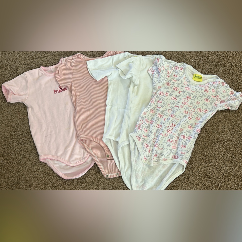 Pink and White Baby Bodysuit Set